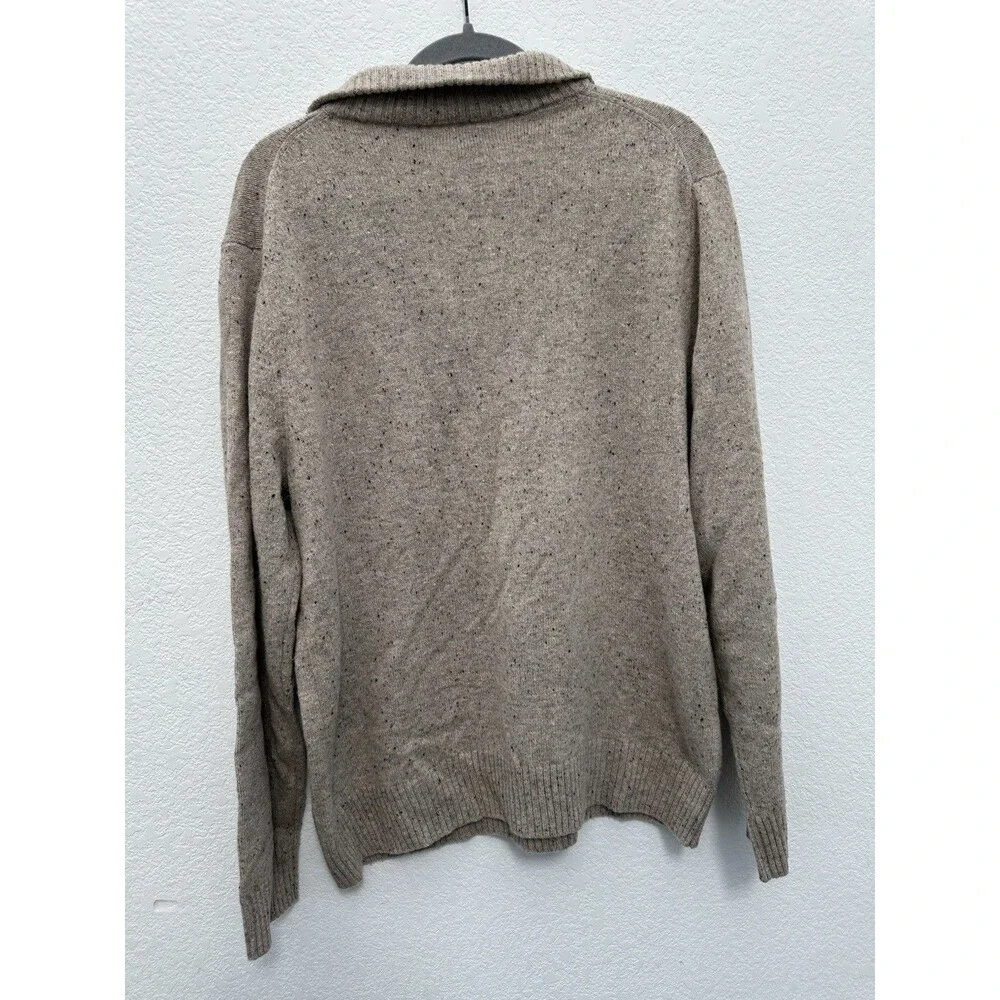 JCrew Mens L Merino Wool Blend Donegal Fleck Half Zip Sweater Beige Brown J7612